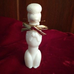 Vintage Avon White Milk Glass Poodle Cologne Bottle